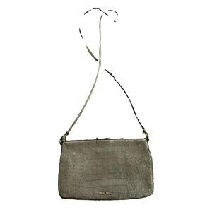 Miu Miu AUTHENTIC Croc Embossed St. Cocco Lux 2-Way Neutral Crossbody Clutch Bag